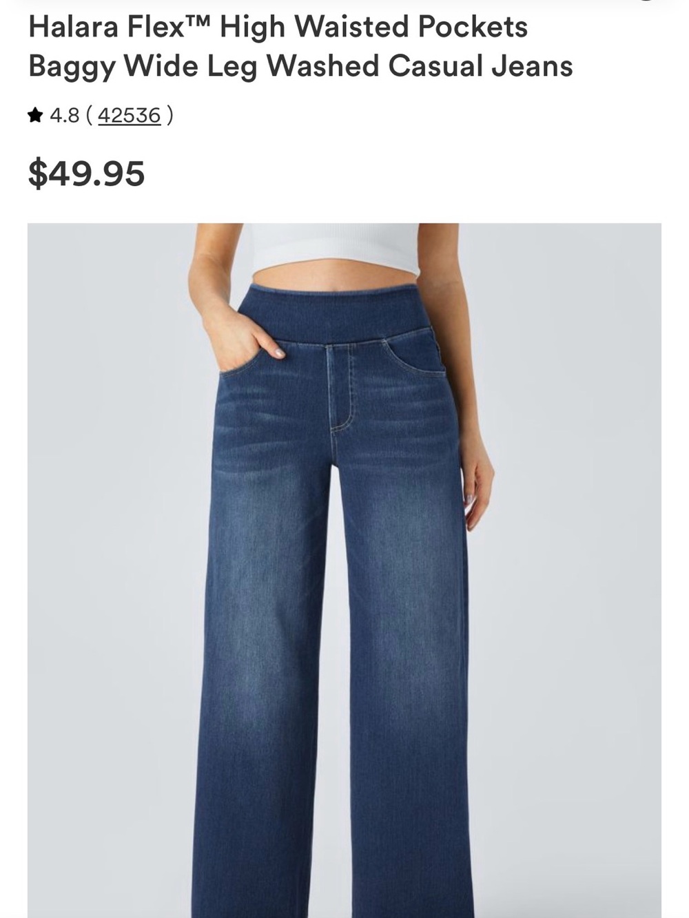 NWT Halara Flex Women's Wide-Leg Pull-On Jeans